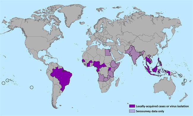 man of areas effected with zika virus