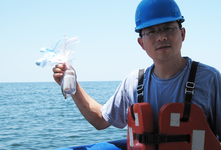 Dr. Liu (University of Texas at Austin) collected water samples in May 2015 from the Gulf of Mexico.