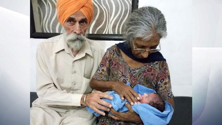 indian old couple haves baby